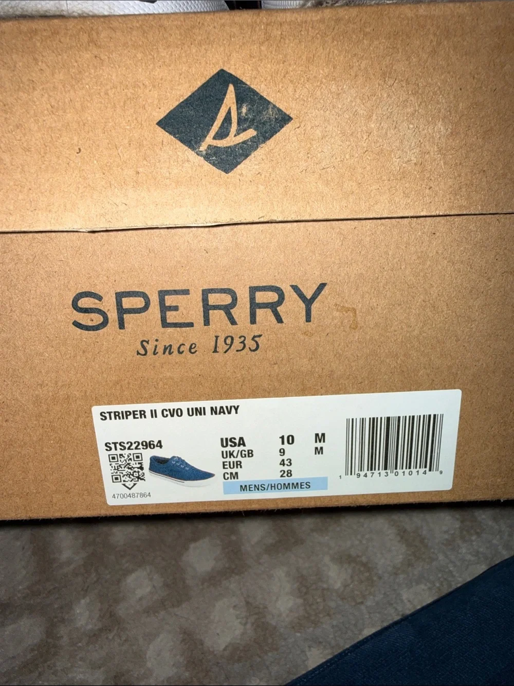 Sperry Navy Canvas Boat Shoes with Maroon Accents